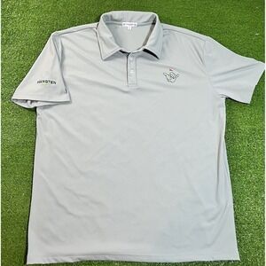 Hang Ten‎ Golf Polo LG Performance golf Shirt Gray Hang Loose Flag Logo NEW